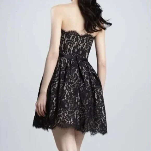 Robert Rodriguez Neiman Marcus Target Black Lace Strapless Cocktail Dress Size 6 - Picture 2 of 14